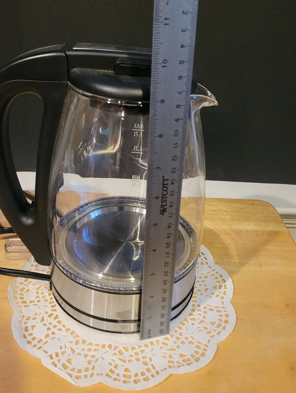 Hamilton Beach Clear Glass Electric Kettle with Black Handle 7 cup